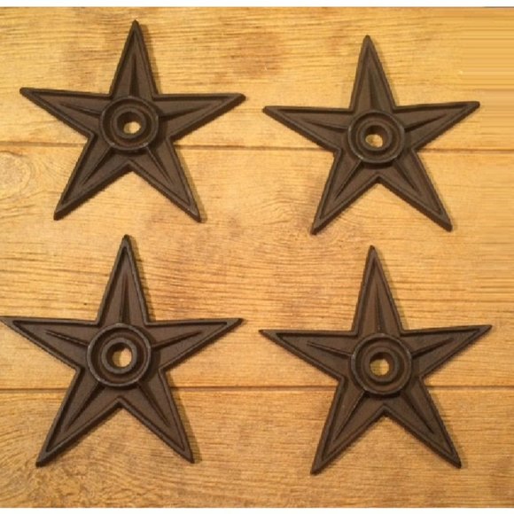 Six Cast Iron 9" Anchor Plates Center Hole Star - Picture 3 of 10